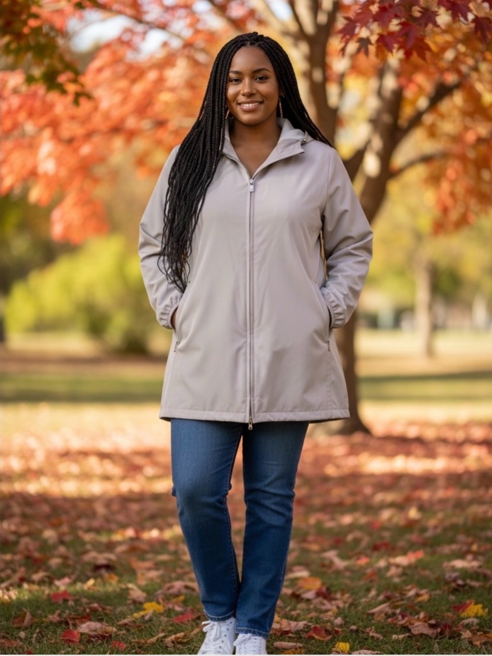 FS LIMITED Taupe Women's Lightweight Zip-Front Coat